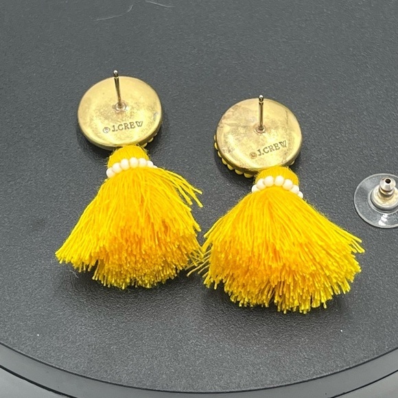 J.Crew Yellow Beaded Stud and Tassel Drop Gold Tone Earrings - Picture 11 of 13
